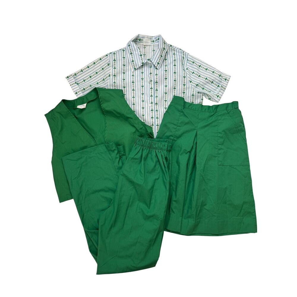 Vintage GIRL SCOUT Uniform 4-piece Shirt Vest Skirt Pants Size 14-16 1960s